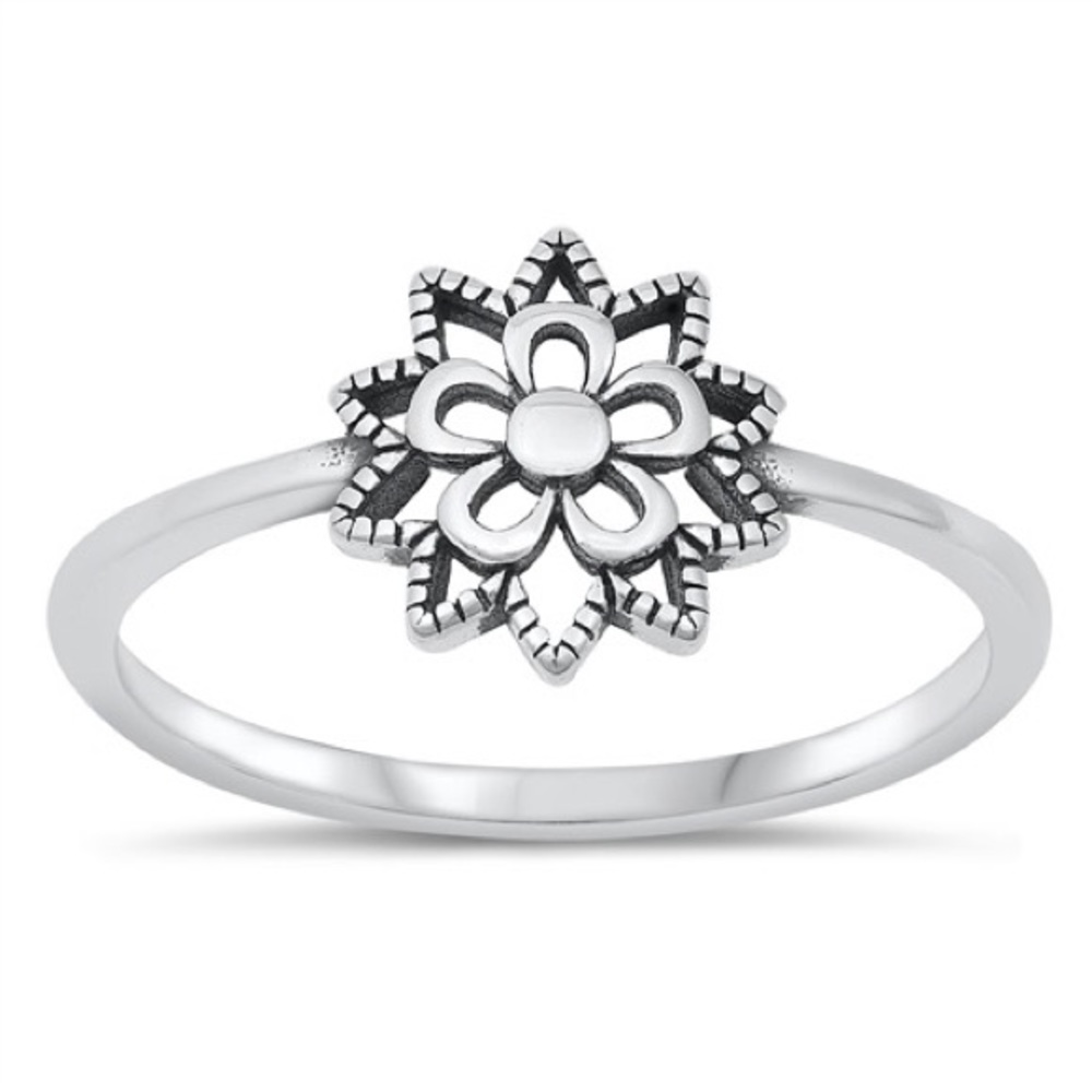 Silver (925) Mandala Ring, size 4, NEW - Picture 1 of 2